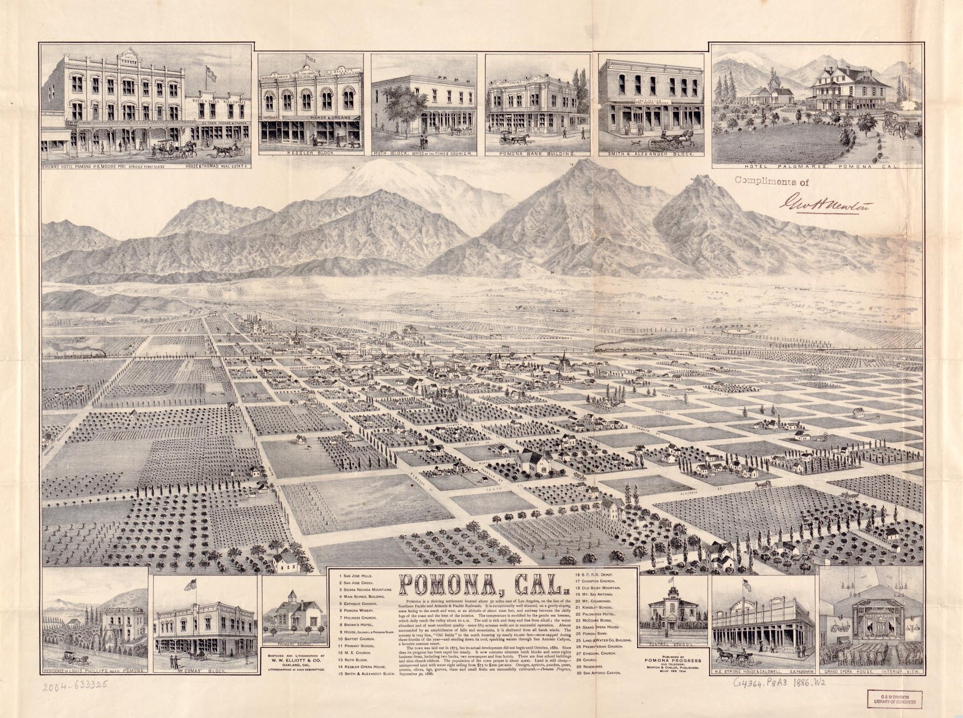 Pomona, Cal. (1986) – Historic Bird’s-Eye View Panorama Print