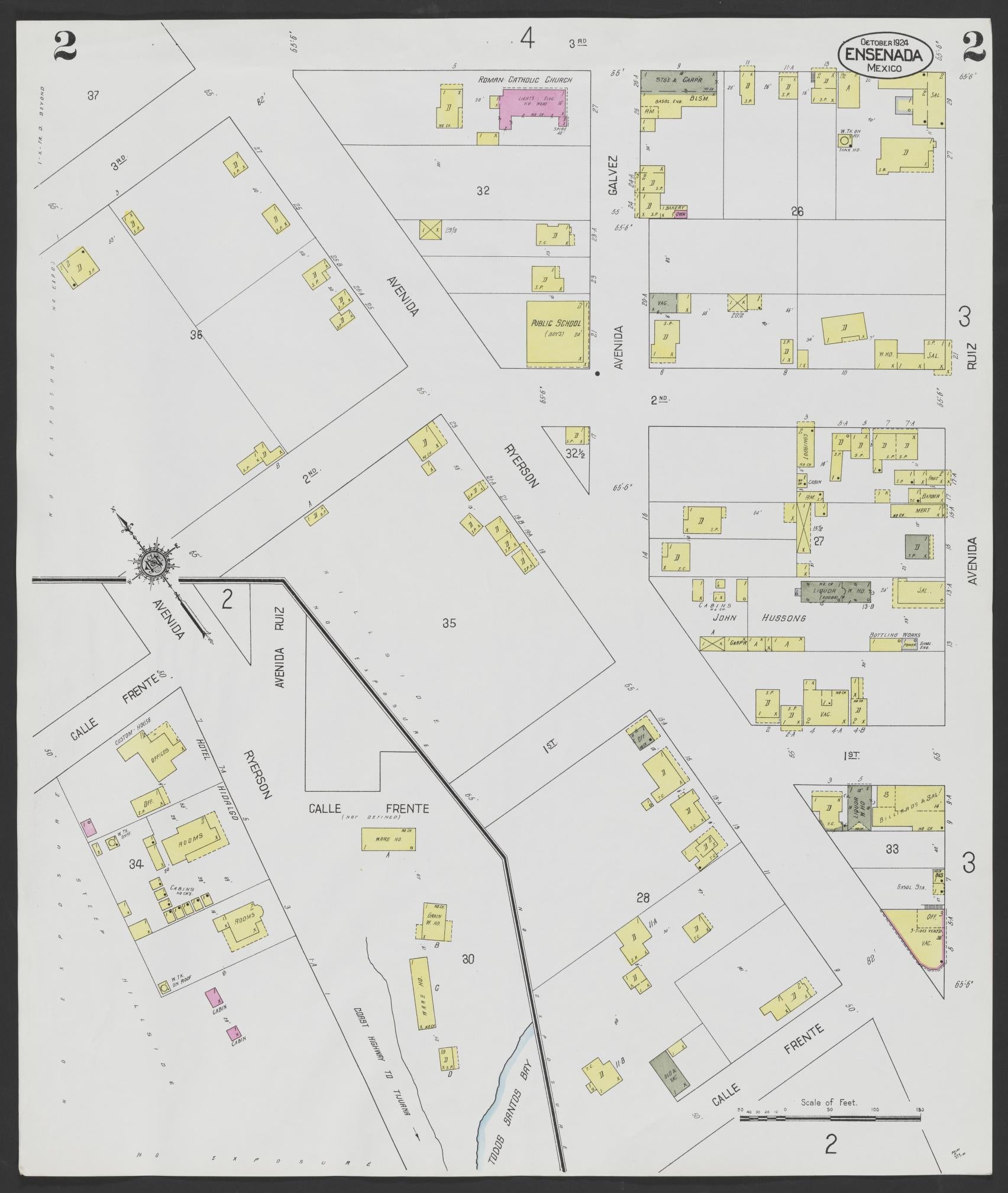 Sanborn Fire Insurance Map from Ensenada, Baja California (Mexico) (1924), Sheet #0002 - Complete Map Set gallery image, historic Sanborn map, vintage wall art, California California