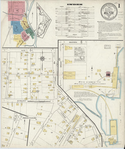 Sanborn Fire Insurance Map from Milton, Santa Rosa County, Florida (1917), Sheet #0001 - Complete Map Set gallery image, historic Sanborn map, vintage wall art, Florida Florida