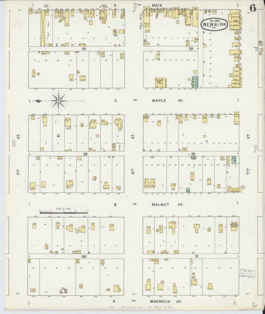 Sanborn Fire Insurance Map from Newkirk, Kay County, Oklahoma (1895), Sheet #0006 - Historic Sanborn Fire Insurance Map Print, vintage old map wall art, antique decor, genealogy gift, Oklahoma Oklahoma map