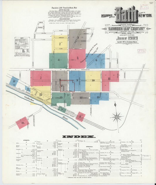 Sanborn Fire Insurance Map from Bath, Steuben County, New York. (1909) – Historic Sanborn Fire Insurance Map Print