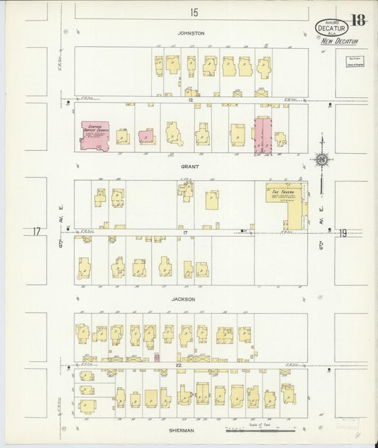 Sanborn Fire Insurance Map from Decatur, Morgan County, Alabama (1913), Sheet #0018 - Historic Sanborn Fire Insurance Map Print, vintage old map wall art, antique decor, genealogy gift, Alabama Alabama map