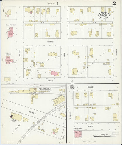 Sanborn Fire Insurance Map from Sidell, Vermilion County, Illinois (1914), Sheet #0002 - Complete Map Set gallery image, historic Sanborn map, vintage wall art, Illinois Illinois