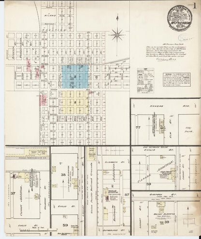 Sanborn Fire Insurance Map from Mcpherson, Mcpherson County, Kansas (1884), Sheet #0001 - Complete Map Set gallery image, historic Sanborn map, vintage wall art, Kansas Kansas
