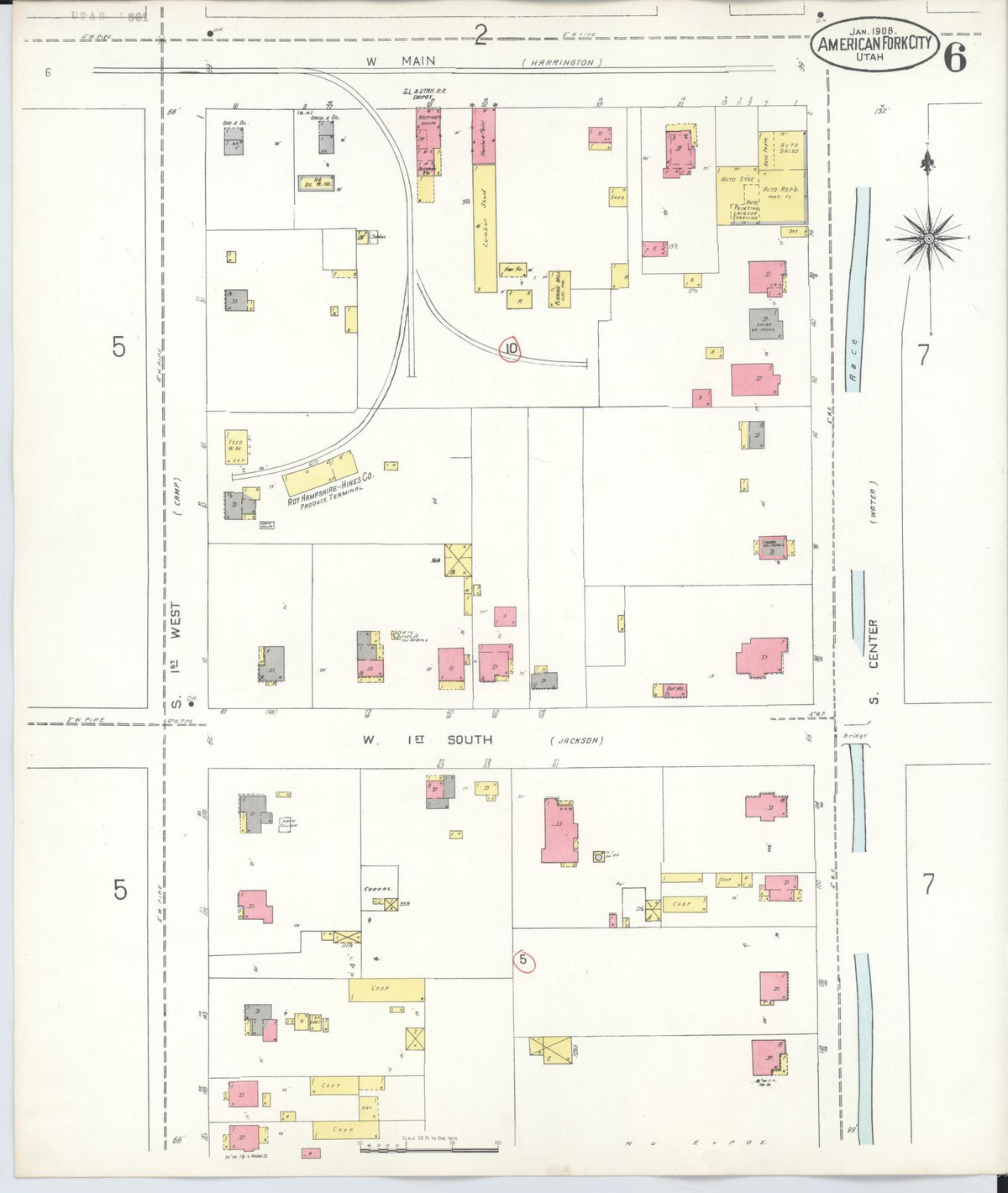 Sanborn Fire Insurance Map from American Fork, Utah County, Utah (1938), Sheet #0006 - Historic Sanborn Fire Insurance Map Print, vintage old map wall art, antique decor, genealogy gift, American Fork Utah map