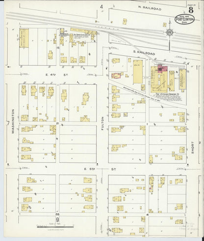Sanborn Fire Insurance Map from Port Clinton, Ottawa County, Ohio (1916), Sheet #0008 - Historic Sanborn Fire Insurance Map Print, vintage old map wall art, antique decor, genealogy gift, Ohio Ohio map