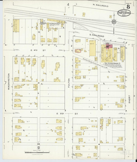 Sanborn Fire Insurance Map from Port Clinton, Ottawa County, Ohio (1916), Sheet #0008 - Historic Sanborn Fire Insurance Map Print, vintage old map wall art, antique decor, genealogy gift, Ohio Ohio map