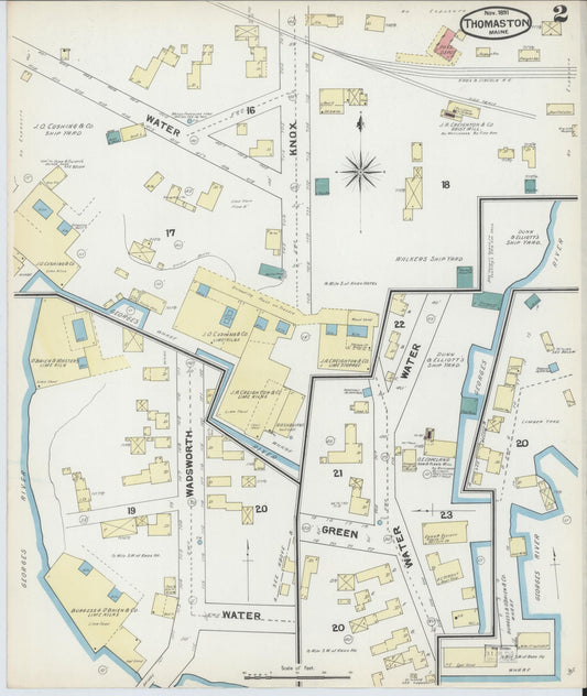 Sanborn Fire Insurance Map from Thomaston, Knox County, Maine (1891), Sheet #0002 - Historic Sanborn Fire Insurance Map Print, vintage old map wall art, antique decor, genealogy gift, Maine Maine map