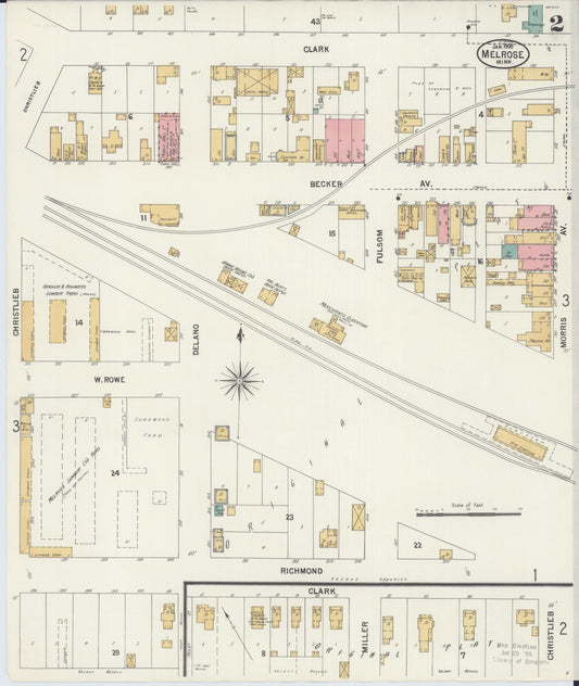 Sanborn Fire Insurance Map from Melrose, Stearns County, Minnesota (1900), Sheet #0002 - Historic Sanborn Fire Insurance Map Print, vintage old map wall art, antique decor, genealogy gift, Minnesota Minnesota map