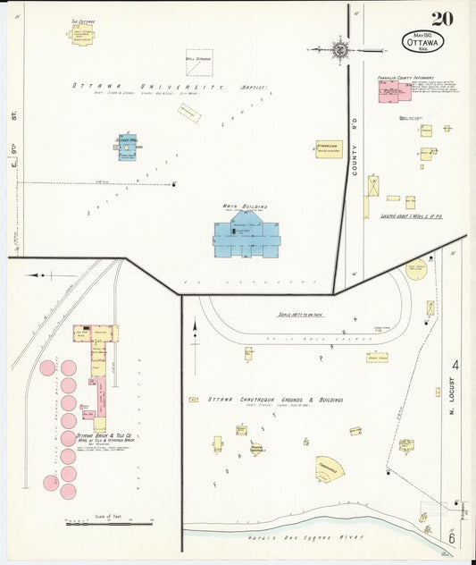 Sanborn Fire Insurance Map from Ottawa, Franklin County, Kansas (1912), Sheet #0020 - Historic Sanborn Fire Insurance Map Print, vintage old map wall art, antique decor, genealogy gift, Kansas Kansas map