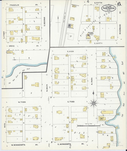 Sanborn Fire Insurance Map from Park Rapids, Hubbard County, Minnesota (1907), Sheet #0006 - Complete Map Set gallery image, historic Sanborn map, vintage wall art, Minnesota Minnesota