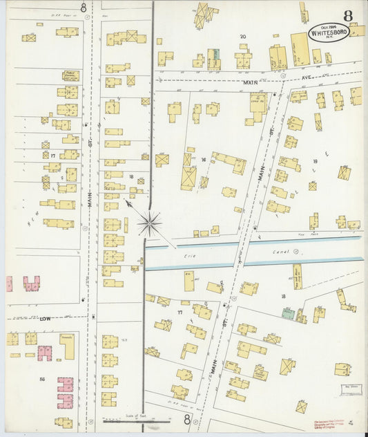 Sanborn Fire Insurance Map from Whitesboro, Oneida County, New York (1904), Sheet #0008 - Historic Sanborn Fire Insurance Map Print, vintage old map wall art, antique decor, genealogy gift, New York New York map