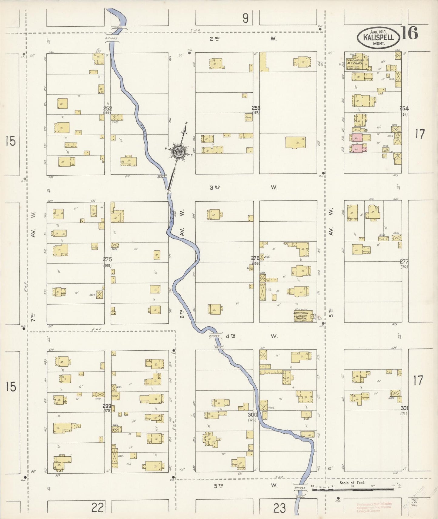 Sanborn Fire Insurance Map from Kalispell, Flathead County, Montana (1910), Sheet #0016 - Historic Sanborn Fire Insurance Map Print, vintage old map wall art, antique decor, genealogy gift, Montana Montana map