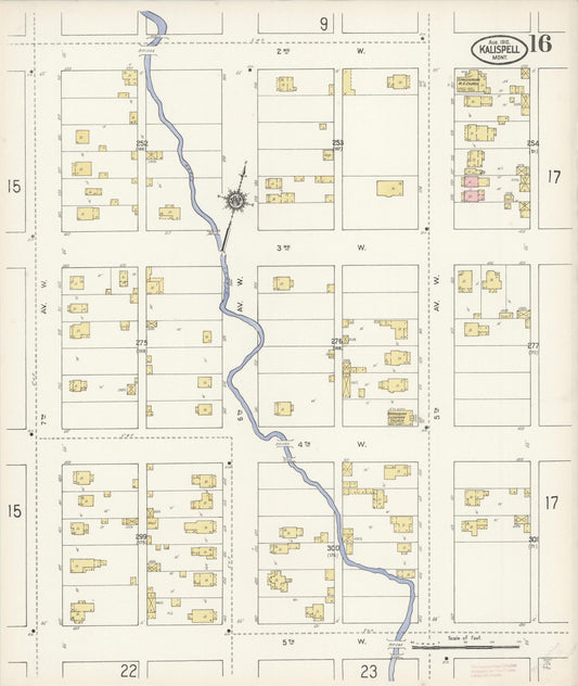 Sanborn Fire Insurance Map from Kalispell, Flathead County, Montana (1910), Sheet #0016 - Historic Sanborn Fire Insurance Map Print, vintage old map wall art, antique decor, genealogy gift, Montana Montana map