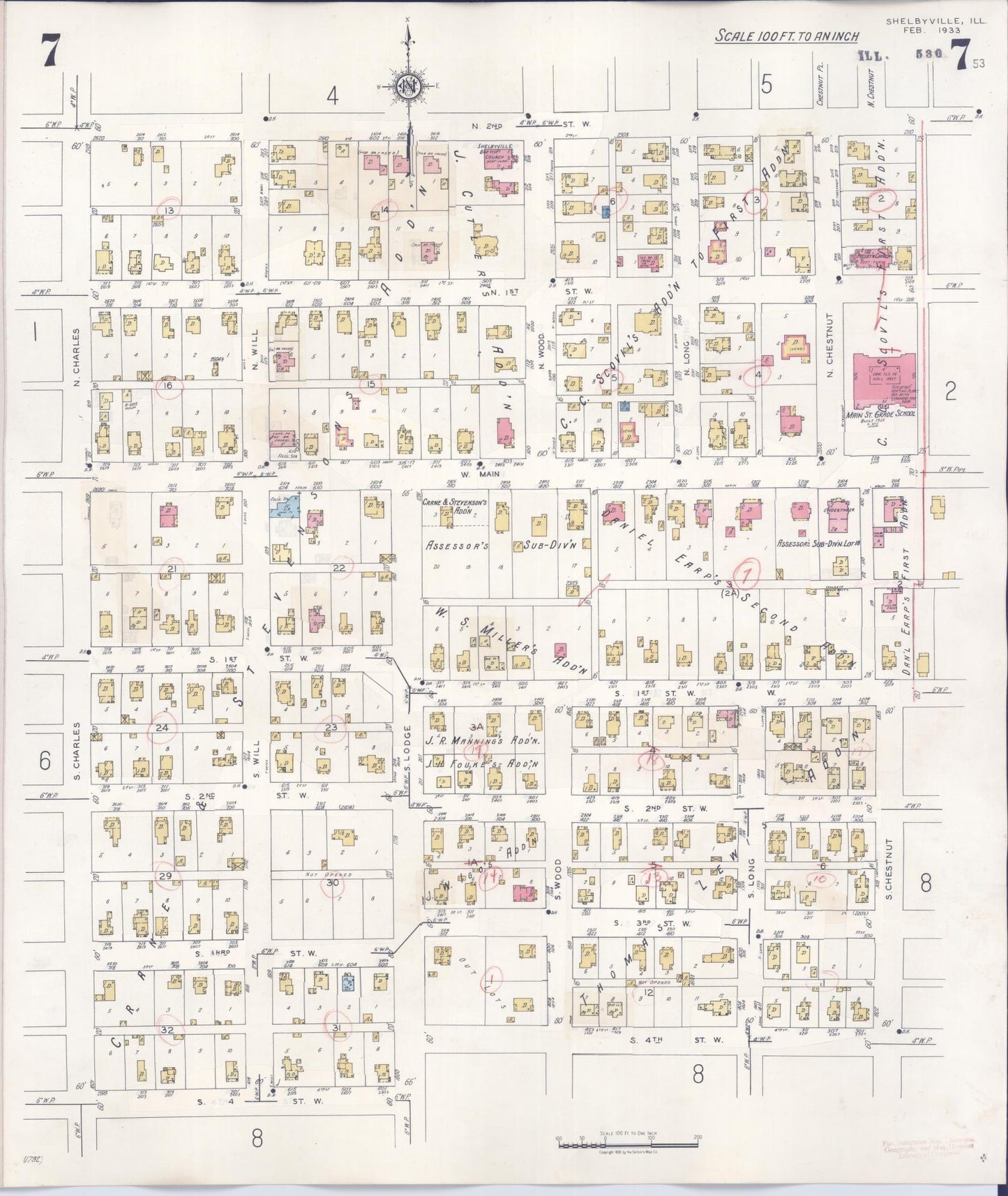 Sanborn Fire Insurance Map from Shelbyville, Shelby County, Illinois (1941), Sheet #0007 - Complete Map Set gallery image, historic Sanborn map, vintage wall art, Illinois Illinois
