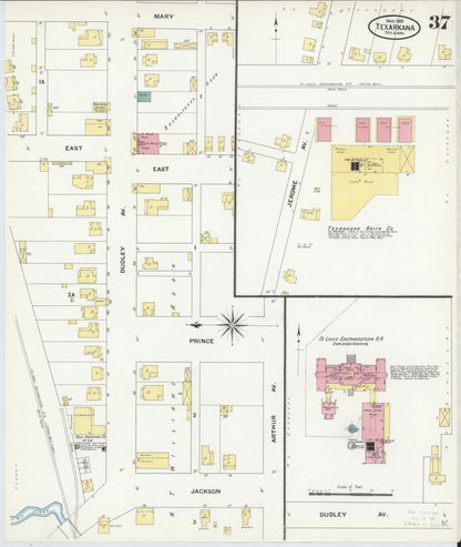 Sanborn Fire Insurance Map from Texarkana, Bowie County, Texas (1909), Sheet #0037 - Complete Map Set gallery image, historic Sanborn map, vintage wall art, Texas Texas