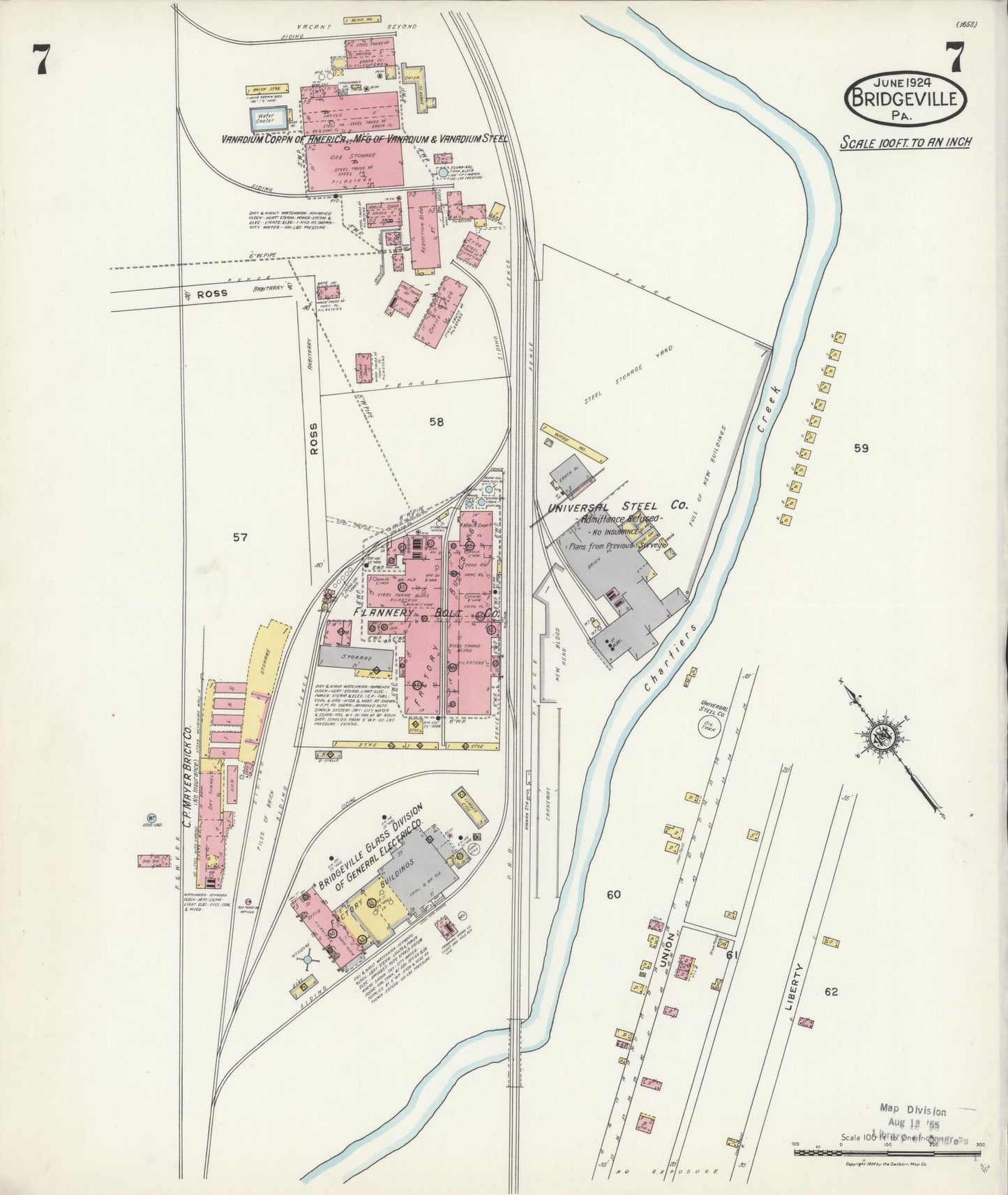 Sanborn Fire Insurance Map from Bridgeville, Allegheny County, Pennsylvania (1924), Sheet #0007 - Complete Map Set gallery image, historic Sanborn map, vintage wall art, Pennsylvania Pennsylvania