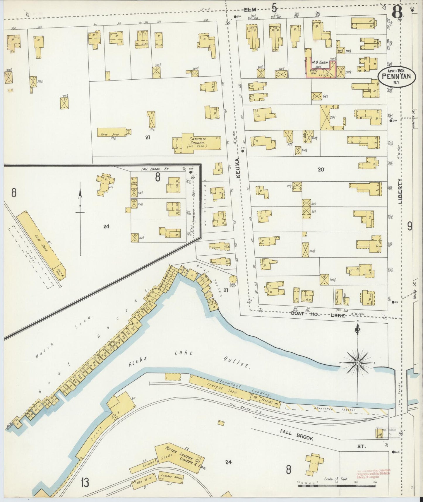 Sanborn Fire Insurance Map from Penn Yan, Yates County, New York (1903), Sheet #0008 - Complete Map Set gallery image, historic Sanborn map, vintage wall art, New York New York