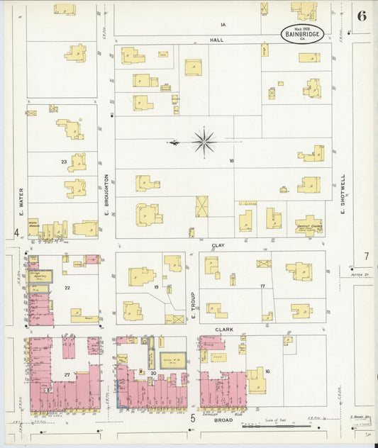 Sanborn Fire Insurance Map from Bainbridge, Decatur County, Georgia (1909), Sheet #0006 - Historic Sanborn Fire Insurance Map Print, vintage old map wall art, antique decor, genealogy gift, Georgia Georgia map