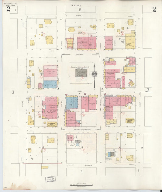 Sanborn Fire Insurance Map from Rockwall, Rockwall County, Texas (1945), Sheet #0002 - Historic Sanborn Fire Insurance Map Print, vintage old map wall art, antique decor, genealogy gift, Texas Texas map