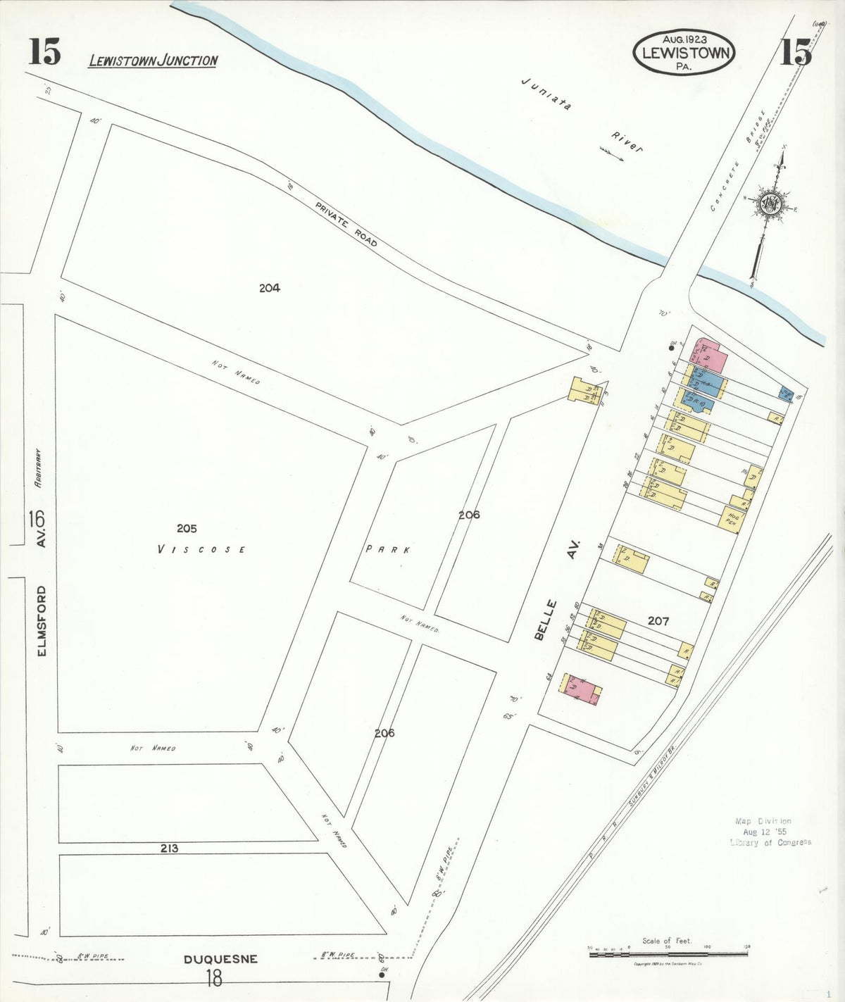 Sanborn Fire Insurance Map from Lewistown, Mifflin County, Pennsylvania (1923), Sheet #0015 - Complete Map Set gallery image, historic Sanborn map, vintage wall art, Pennsylvania Pennsylvania
