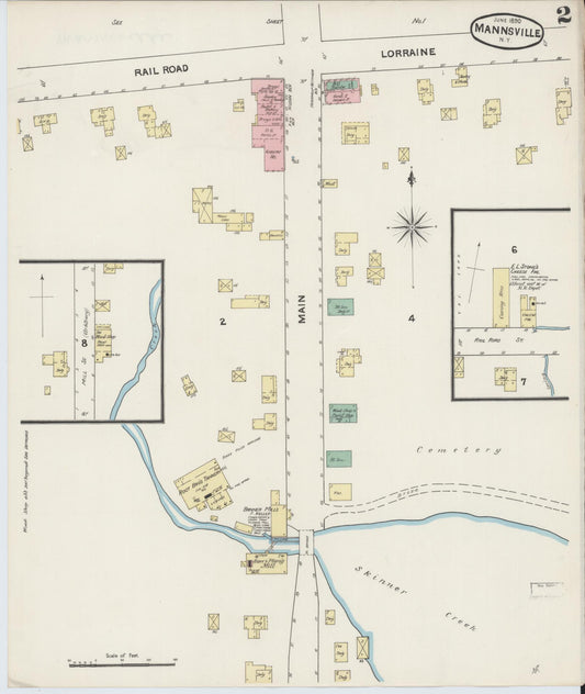 Sanborn Fire Insurance Map from Mannsville, Jefferson County, New York (1890), Sheet #0002 - Historic Sanborn Fire Insurance Map Print, vintage old map wall art, antique decor, genealogy gift, New York New York map