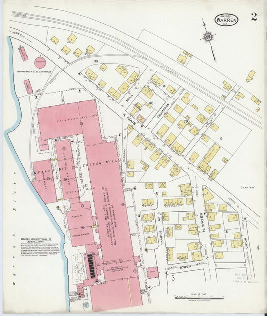 Sanborn Fire Insurance Map from Warren, Bristol County, Rhode Island (1920), Sheet #0002 - Complete Map Set gallery image, historic Sanborn map, vintage wall art, Rhode Island Rhode Island