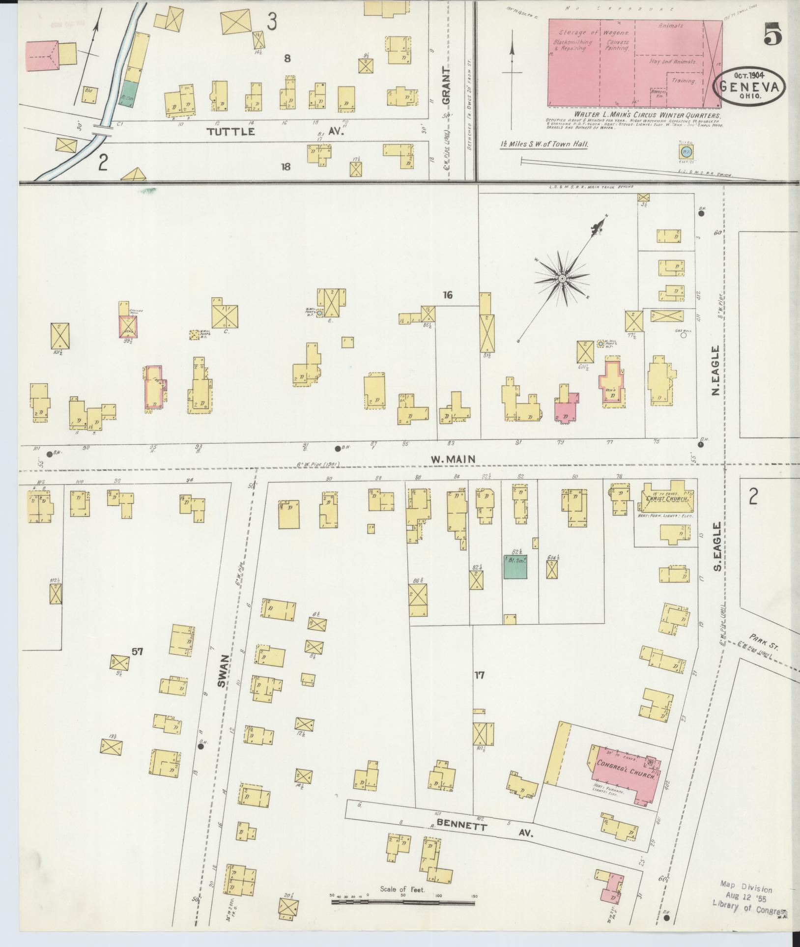 Sanborn Fire Insurance Map from Geneva, Ashtabula County, Ohio (1904), Sheet #0005 - Complete Map Set gallery image, historic Sanborn map, vintage wall art, Ohio Ohio