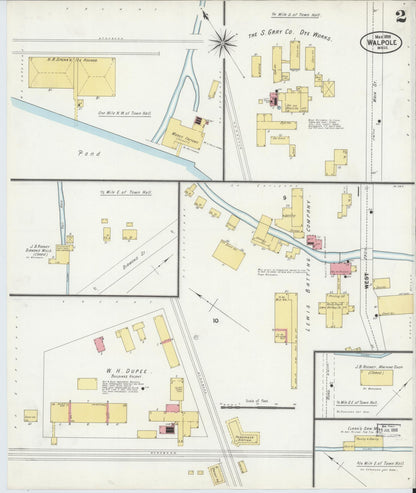 Sanborn Fire Insurance Map from Walpole, Norfolk County, Massachusetts (1899), Sheet #0002 - Complete Map Set gallery image, historic Sanborn map, vintage wall art, Massachusetts Massachusetts