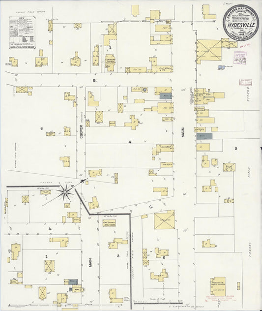 Sanborn Fire Insurance Map from Hydesville, Humboldt County, California (1909), Sheet #0001 - Historic Sanborn Fire Insurance Map Print, vintage old map wall art, antique decor, genealogy gift, California California map