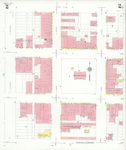 Sanborn Fire Insurance Map from Lamesa, Dawson County, Texas (1932), Sheet #0002 - Historic Sanborn Fire Insurance Map Print, vintage old map wall art, antique decor, genealogy gift, Texas Texas map