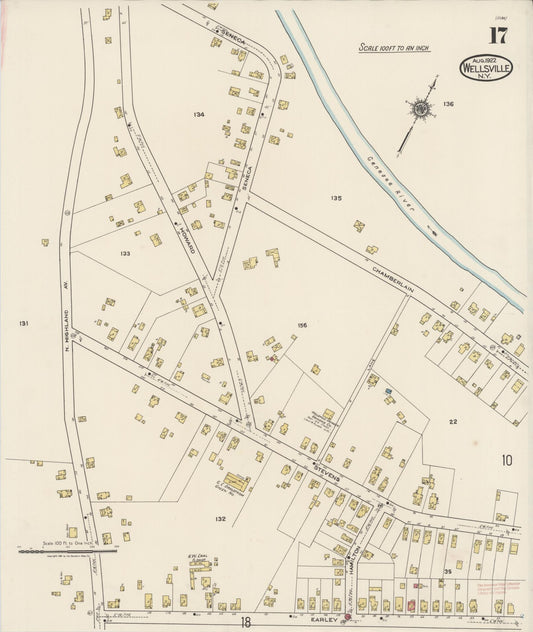 Sanborn Fire Insurance Map from Wellsville, Allegany County, New York (1922), Sheet #0017 - Historic Sanborn Fire Insurance Map Print, vintage old map wall art, antique decor, genealogy gift, New York New York map