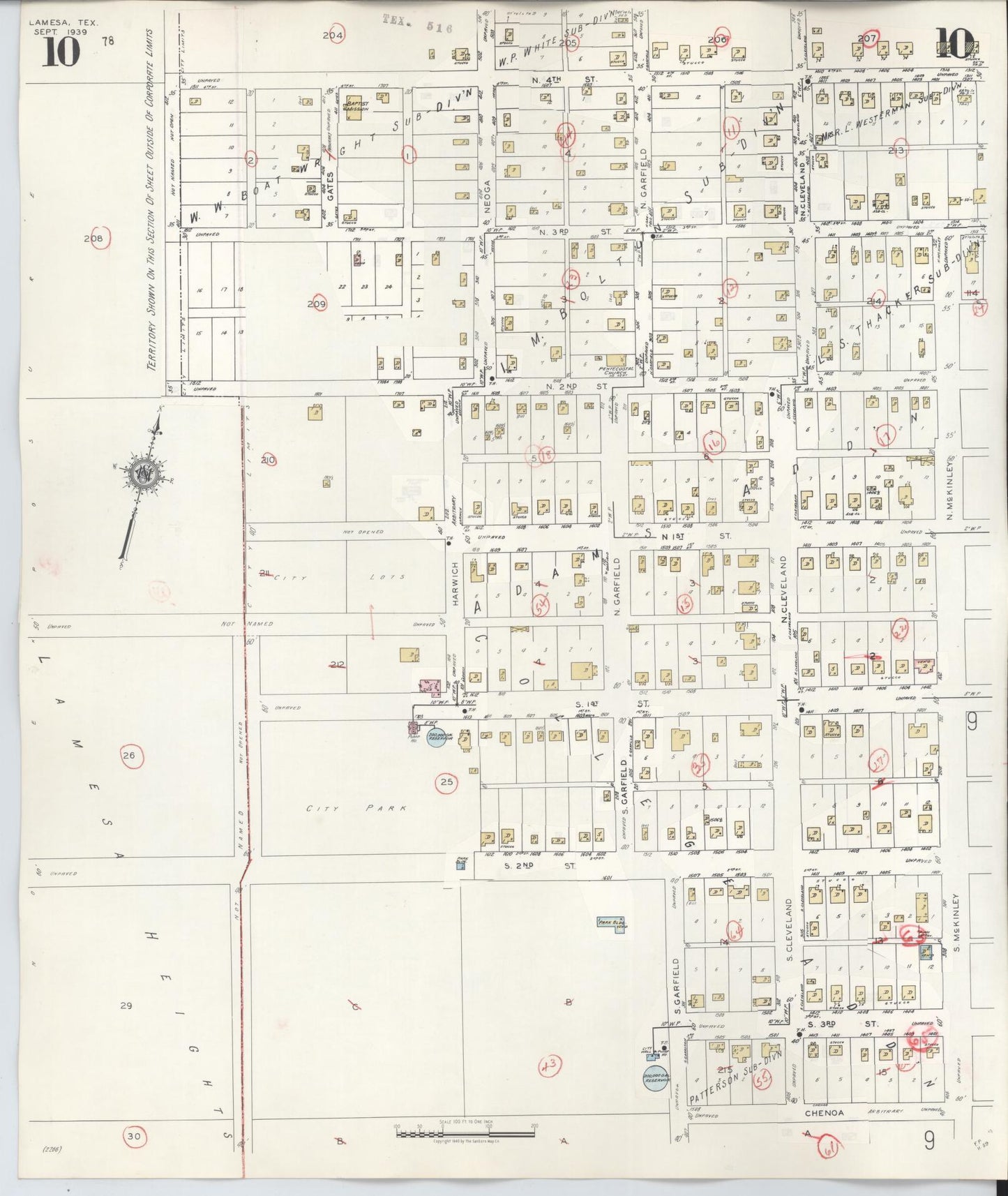 Sanborn Fire Insurance Map from Lamesa, Dawson County, Texas (1948), Sheet #0010 - Complete Map Set gallery image, historic Sanborn map, vintage wall art, Texas Texas