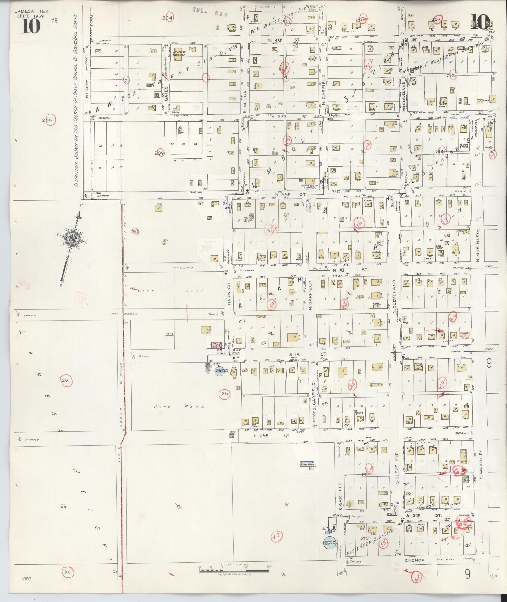 Sanborn Fire Insurance Map from Lamesa, Dawson County, Texas (1948), Sheet #0010 - Complete Map Set gallery image, historic Sanborn map, vintage wall art, Texas Texas