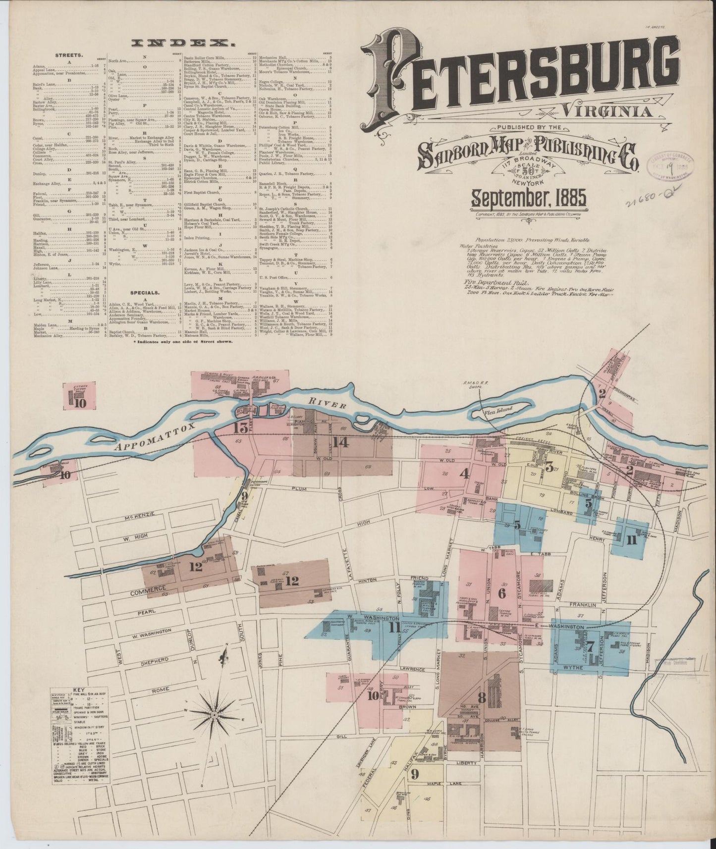 Sanborn Fire Insurance Map from Petersburg, Independent Cities, Virginia (1885), Sheet #0001 - Complete Map Set gallery image, historic Sanborn map, vintage wall art, Virginia Virginia