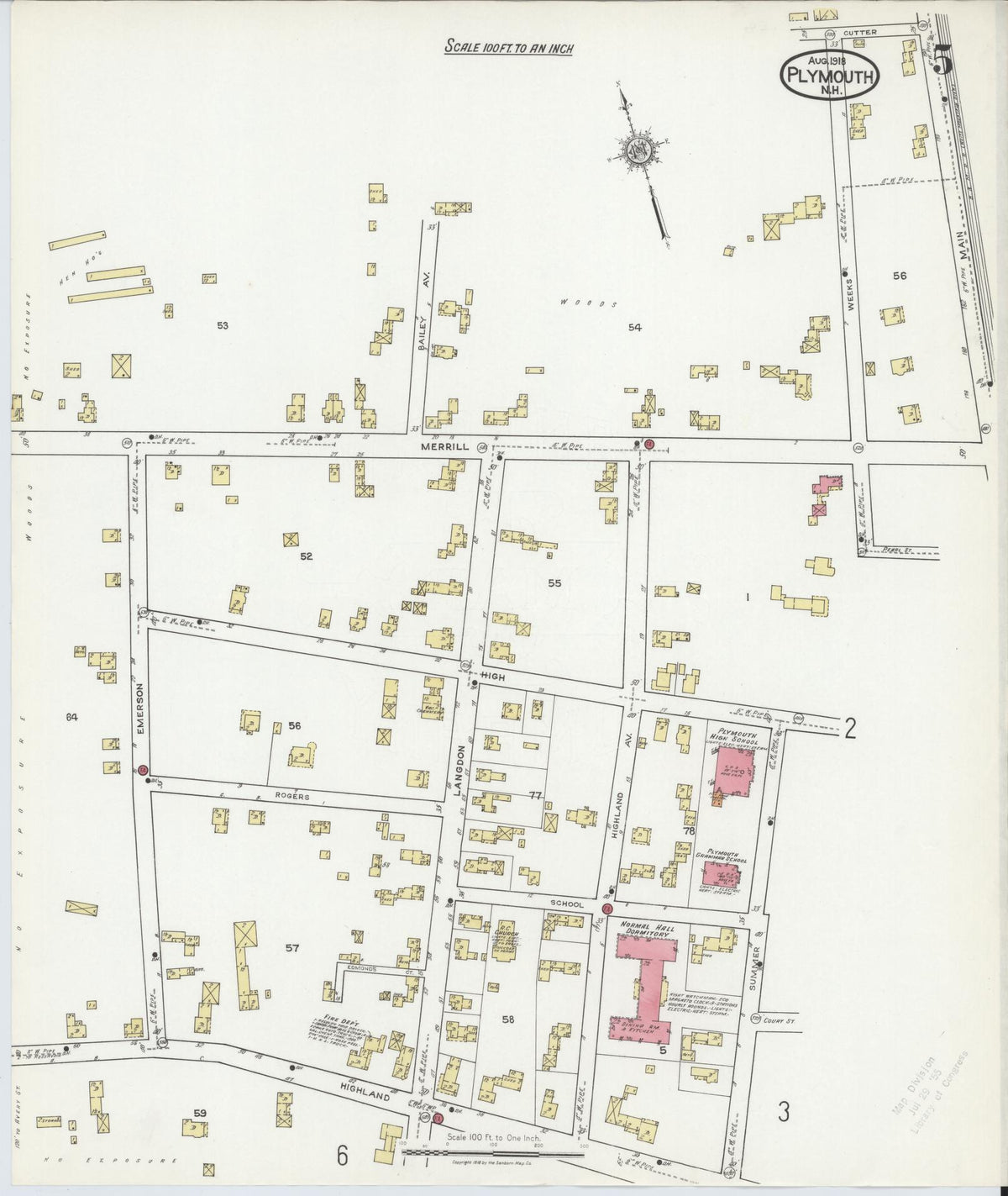 Sanborn Fire Insurance Map from Plymouth, Grafton County, New Hampshire (1918), Sheet #0005 - Complete Map Set gallery image, historic Sanborn map, vintage wall art, New Hampshire New Hampshire