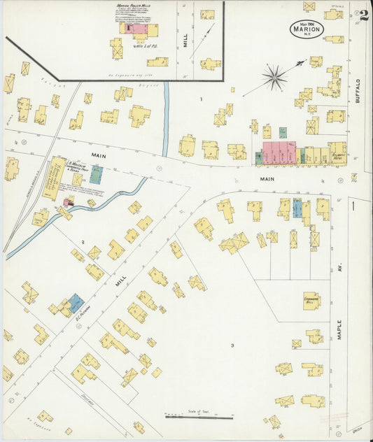 Sanborn Fire Insurance Map from Marion, Wayne County, New York (1906), Sheet #0002 - Historic Sanborn Fire Insurance Map Print, vintage old map wall art, antique decor, genealogy gift, New York New York map