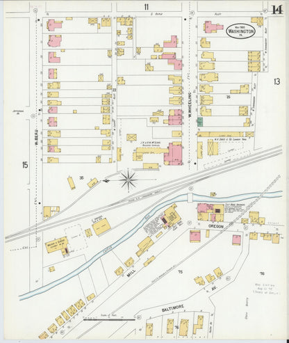 Sanborn Fire Insurance Map from Washington, Washington County, Pennsylvania (1900), Sheet #0014 - Complete Map Set gallery image, historic Sanborn map, vintage wall art, Pennsylvania Pennsylvania