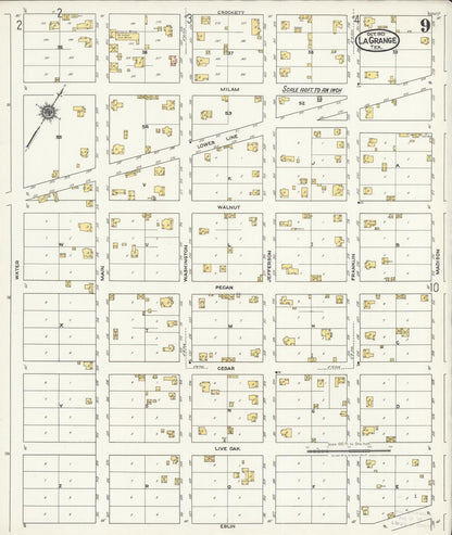 Sanborn Fire Insurance Map from La Grange, Fayette County, Texas (1921), Sheet #0009 - Historic Sanborn Fire Insurance Map Print, vintage old map wall art, antique decor, genealogy gift, Texas Texas map