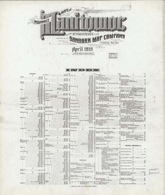 Manitowoc, Manitowoc County, Wisconsin (1919) – Sanborn Fire Insurance Map – Map View