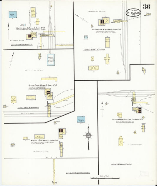 Sanborn Fire Insurance Map from Pittsburg, Crawford County, Kansas (1913), Sheet #0036 - Historic Sanborn Fire Insurance Map Print, vintage old map wall art, antique decor, genealogy gift, Kansas Kansas map