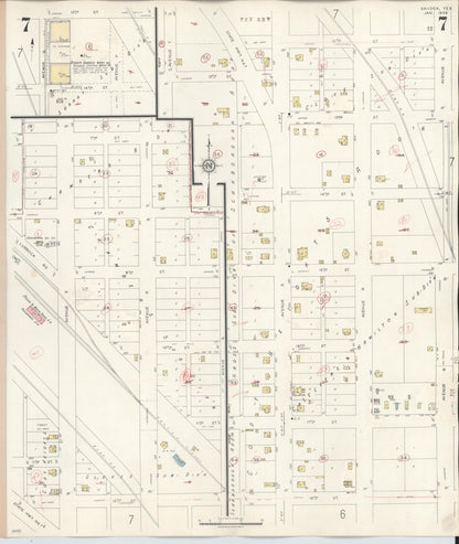 Sanborn Fire Insurance Map from Snyder, Scurry County, Texas (1942), Sheet #0007 - Complete Map Set gallery image, historic Sanborn map, vintage wall art, Texas Texas