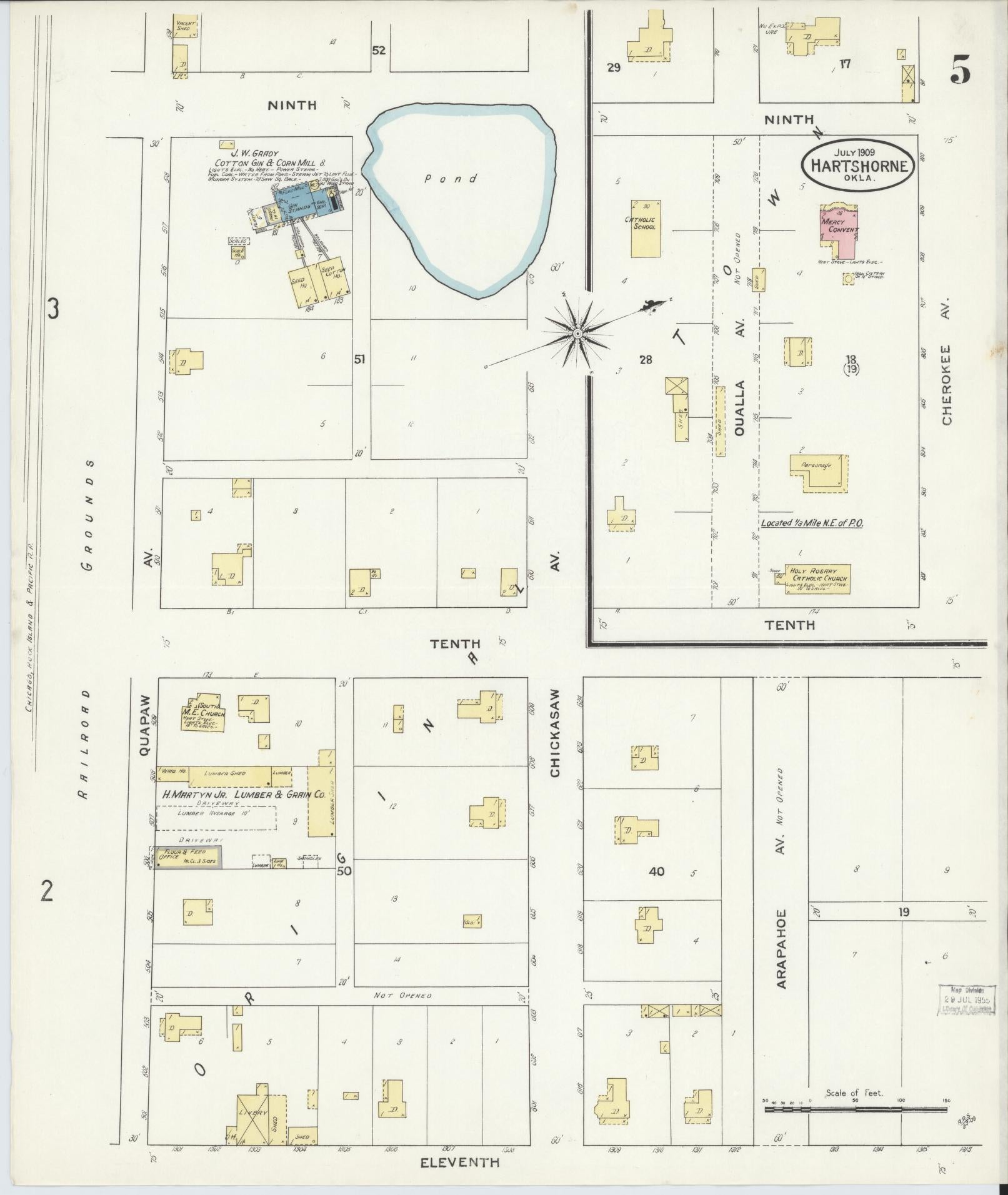Sanborn Fire Insurance Map from Hartshorne, Pittsburg County, Oklahoma (1909), Sheet #0005 - Complete Map Set gallery image, historic Sanborn map, vintage wall art, Oklahoma Oklahoma