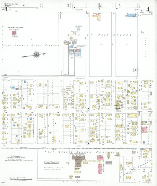Sanborn Fire Insurance Map from Port Neches, Jefferson County, Texas (1949), Sheet #0004 - Historic Sanborn Fire Insurance Map Print, vintage old map wall art, antique decor, genealogy gift, Texas Texas map