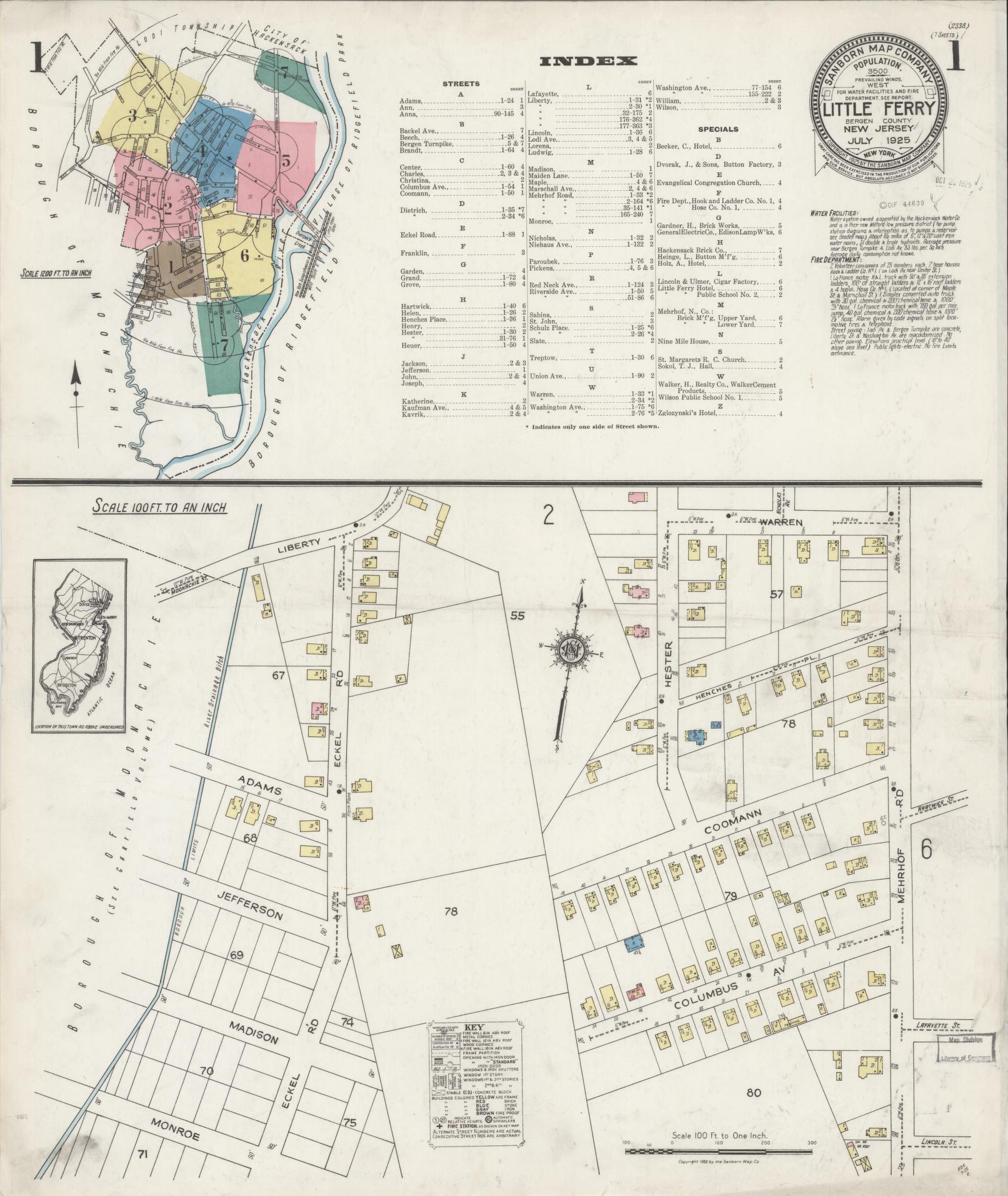 Sanborn Fire Insurance Map from Little Ferry, Bergen County, New Jersey. (1925) – Historic Sanborn Fire Insurance Map Print