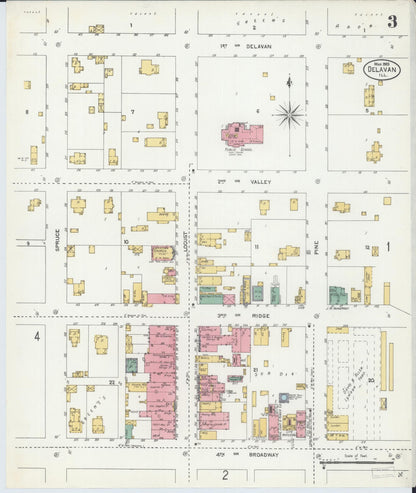 Sanborn Fire Insurance Map from Delavan, Tazewell County, Illinois (1906), Sheet #0003 - Complete Map Set gallery image, historic Sanborn map, vintage wall art, Illinois Illinois