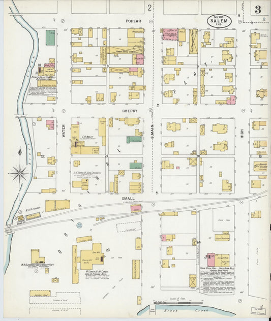 Sanborn Fire Insurance Map from Salem, Washington County, Indiana (1899), Sheet #0003 - Historic Sanborn Fire Insurance Map Print, vintage old map wall art, antique decor, genealogy gift, Indiana Indiana map