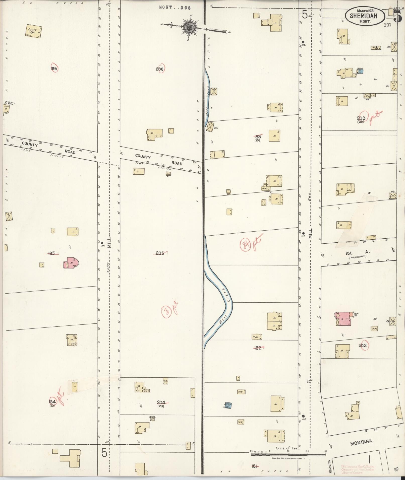 Sanborn Fire Insurance Map from Sheridan, Madison County, Montana (1927), Sheet #0005 - Complete Map Set gallery image, historic Sanborn map, vintage wall art, Montana Montana