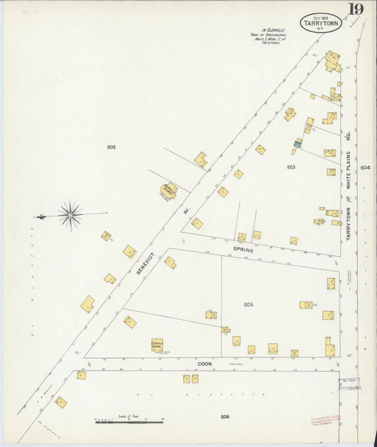 Sanborn Fire Insurance Map from Tarrytown, Westchester County, New York (1903), Sheet #0019 - Historic Sanborn Fire Insurance Map Print, vintage old map wall art, antique decor, genealogy gift, New York New York map