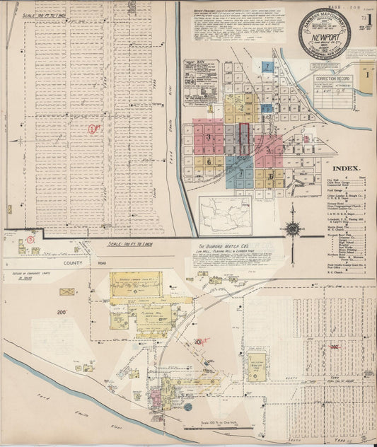 Sanborn Fire Insurance Map from Newport, Pend Orielle County, Washington (1940), Sheet #0001 - Complete Map Set gallery image, historic Sanborn map, vintage wall art, Washington Washington